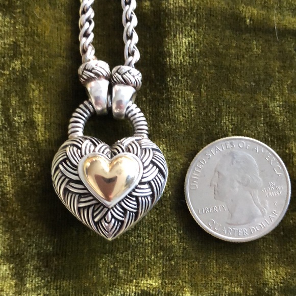 Andrea Candella Sterling and 14k gold large heart necklace. - Picture 4 of 15